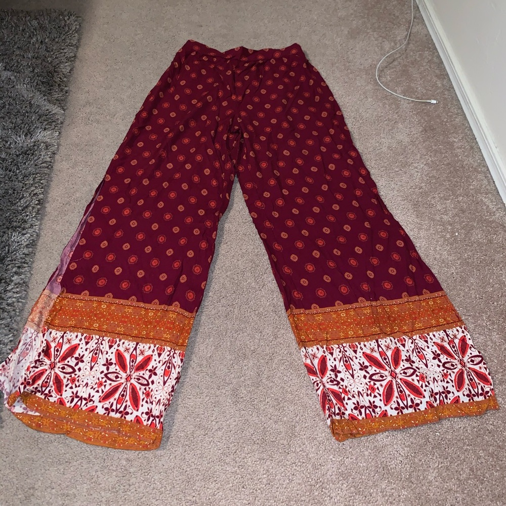 Multicolor rayon wide leg pants